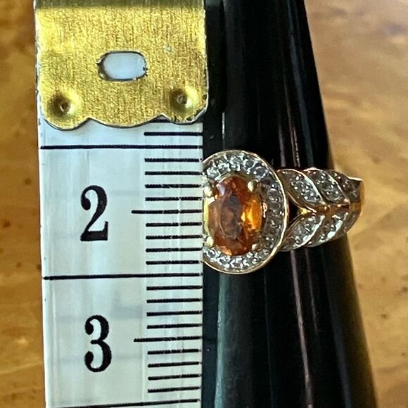 Natural Orange Garnet Sterling Silver Artistic Leaf Ring Discounted Size 6 - Picture 7 of 10